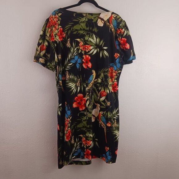 New York and Co Tropical-Print Puff-Sleeve Cotton Shift Dress size XXL - Picture 5 of 6